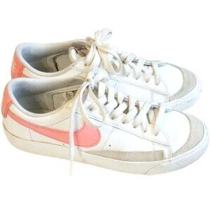 Nike Blazer Low '77 GS Leather Sneakers 6Y US 8 White Pink DA4074-112
